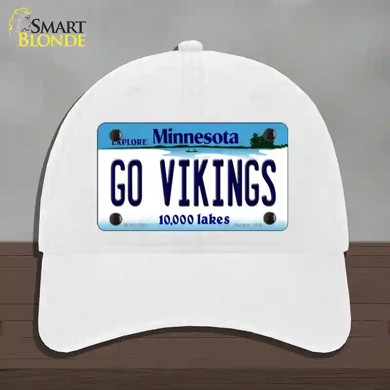 HAT14-MLP-11052 Go Vikings Minnesota Novelty License Plate Hat, Unconstructed Cotton - White