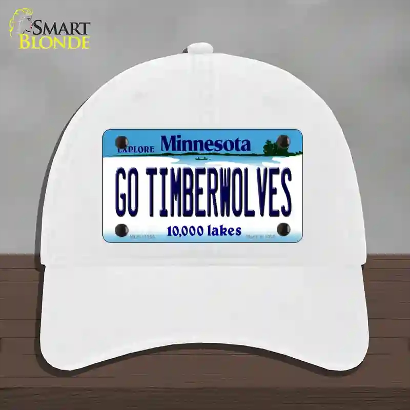 HAT14-MLP-11055 Go Timberwolves Minnesota State Novelty License Plate Hat, Unconstructed Cotton - White