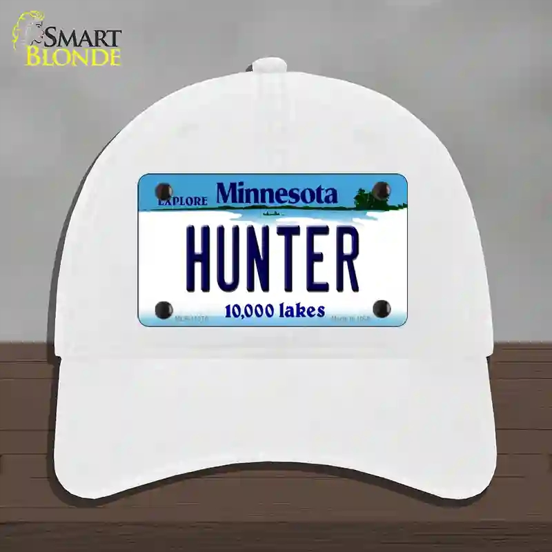 HAT14-MLP-11076 Hunter Minnesota State Novelty License Plate Hat, Unconstructed Cotton - White