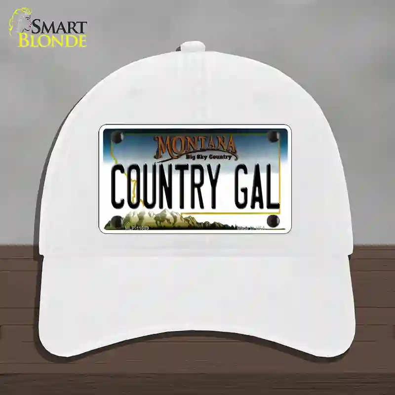HAT14-MLP-11089 Country Gal Montana State Novelty License Plate Hat, Unconstructed Cotton - White