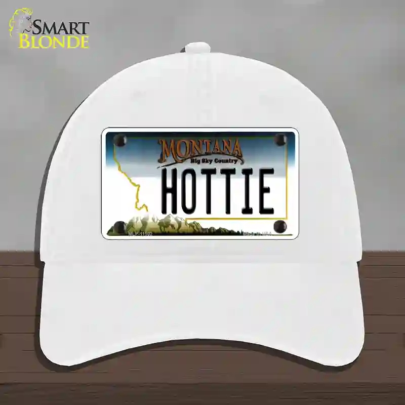 HAT14-MLP-11102 Hottie Montana State Novelty License Plate Hat, Unconstructed Cotton - White