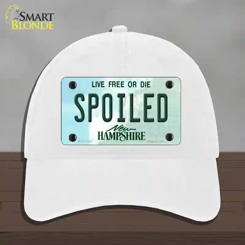 HAT14-MLP-11157 Spoiled   Hampshire State Novelty License Plate Hat, Unconstructed Cotton - White