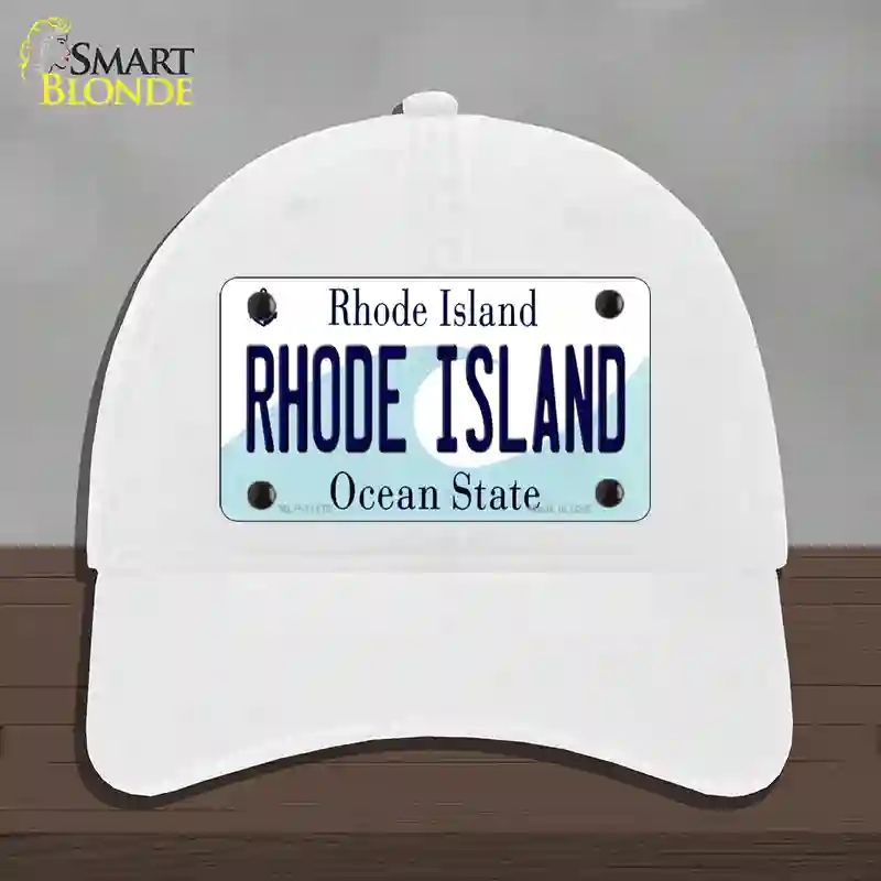 HAT14-MLP-11179 Rhode Island State Novelty License Plate Hat, Unconstructed Cotton - White