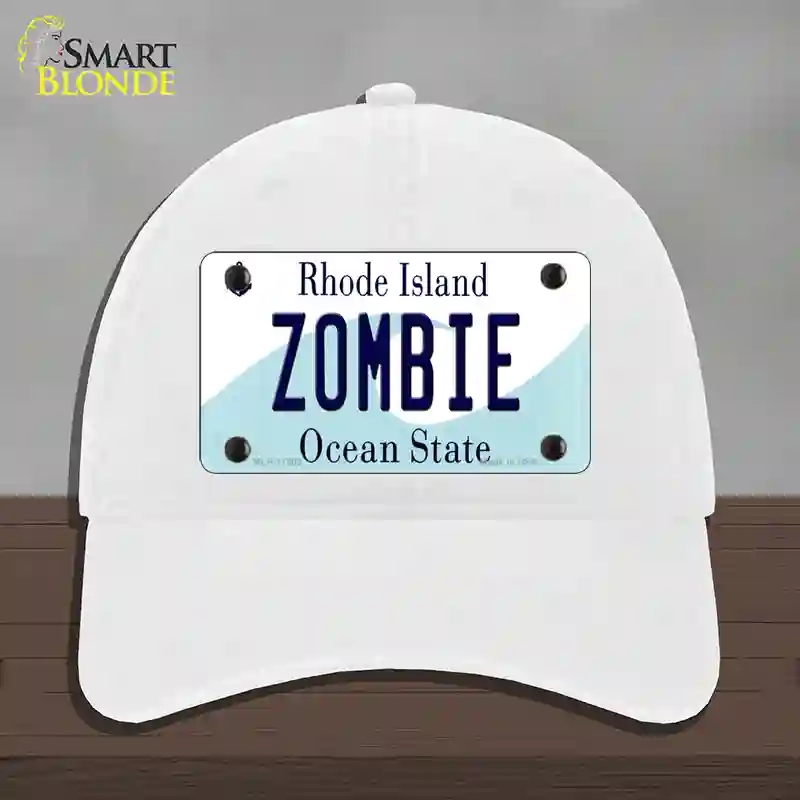 HAT14-MLP-11203 Zombie Rhode Island State Novelty License Plate Hat, Unconstructed Cotton - White