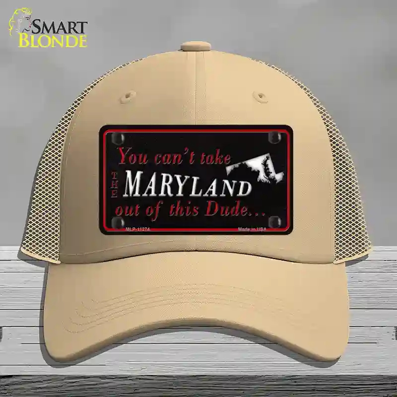 HAT15-MLP-11274 Maryland Dude Novelty License Plate Hat, Mesh - Khaki