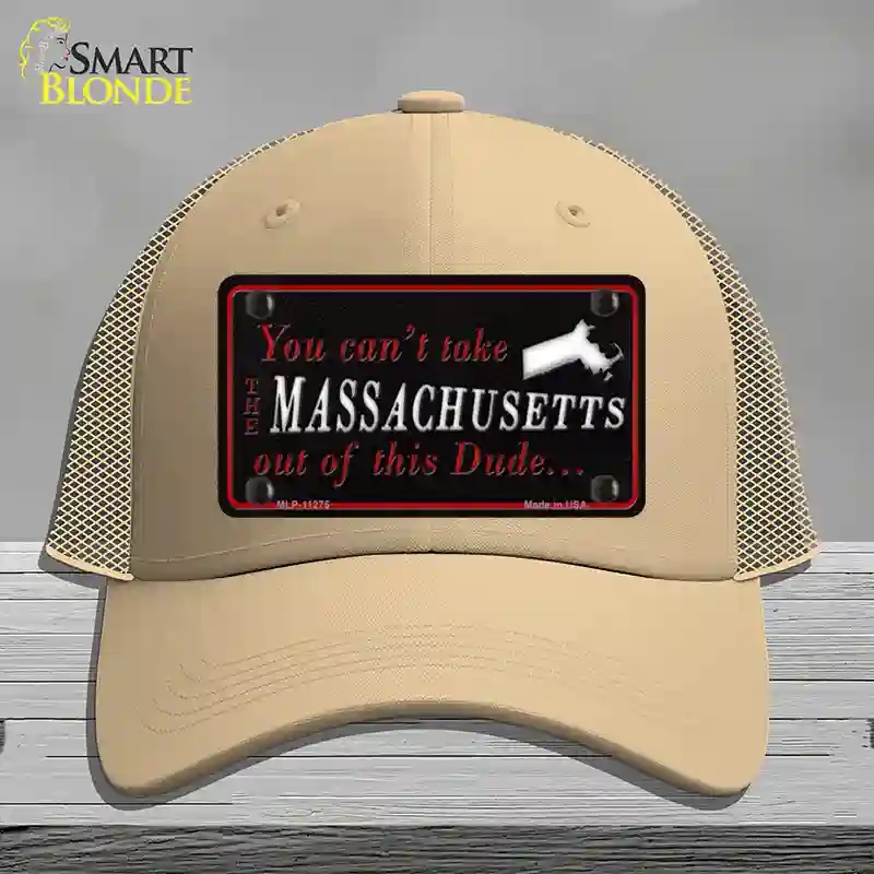 HAT15-MLP-11275 Massachusetts Dude Novelty License Plate Hat, Mesh - Khaki