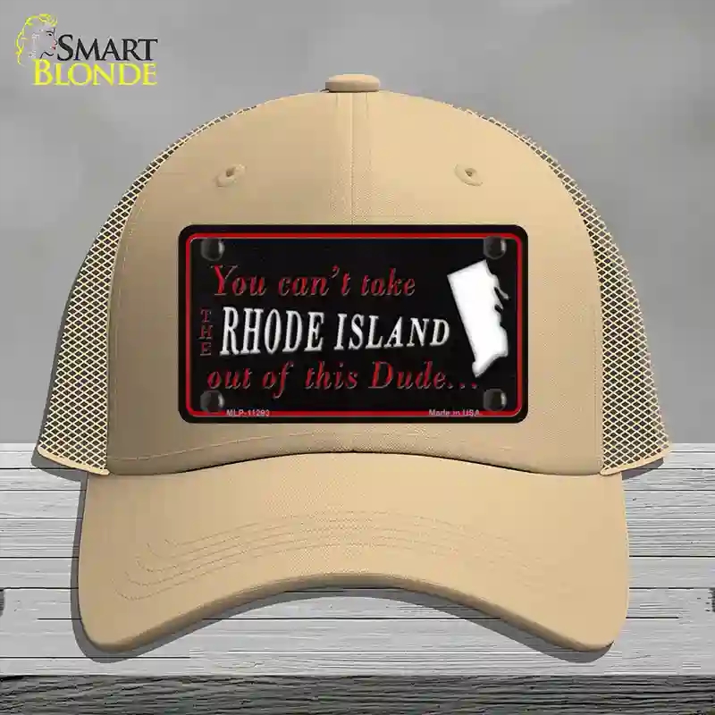 HAT15-MLP-11293 Rhode Island Dude Novelty License Plate Hat, Mesh - Khaki