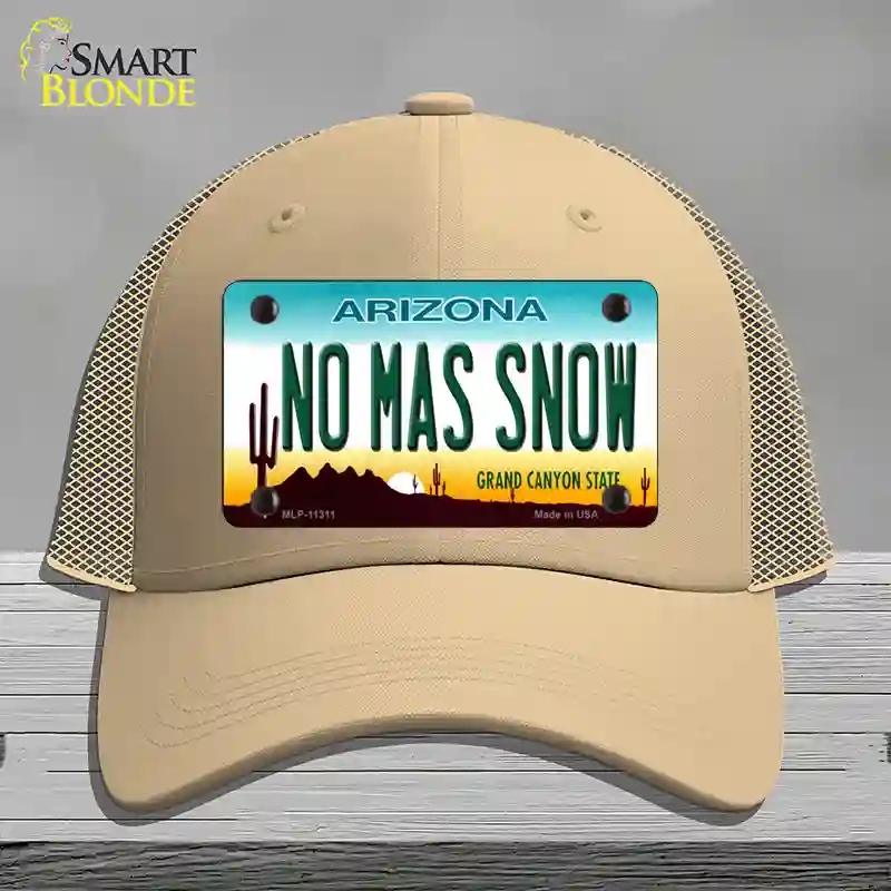 HAT15-MLP-11311 No Mas Snow Novelty License Plate Hat, Mesh - Khaki