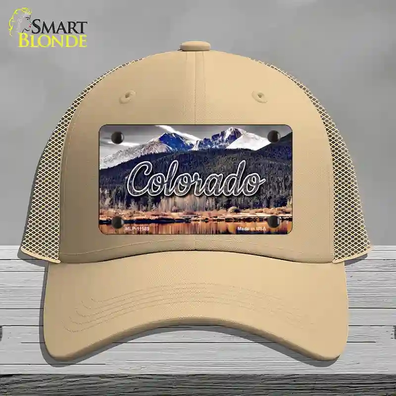 HAT15-MLP-11589 Colorado Forest & Mountains State Novelty License Plate Hat, Mesh - Khaki