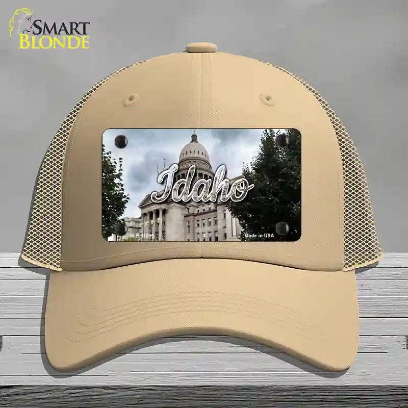 HAT15-MLP-11596 Idaho Capital Building State Novelty License Plate Hat, Mesh - Khaki