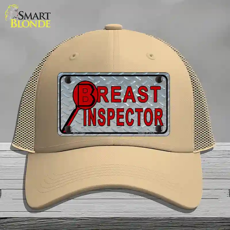 HAT15-MLP-1163 Breast Inspector Novelty License Plate Hat, Mesh - Khaki