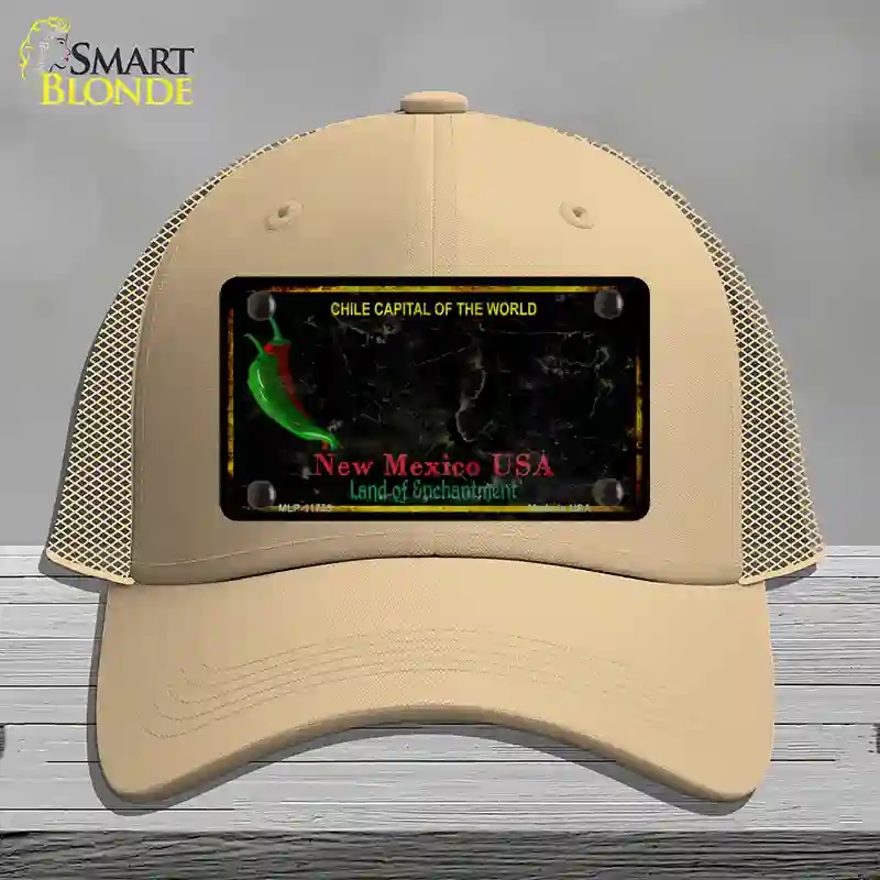 HAT15-MLP-11755   Mexico Black Blank Rusty State Novelty License Plate Hat, Mesh - Khaki