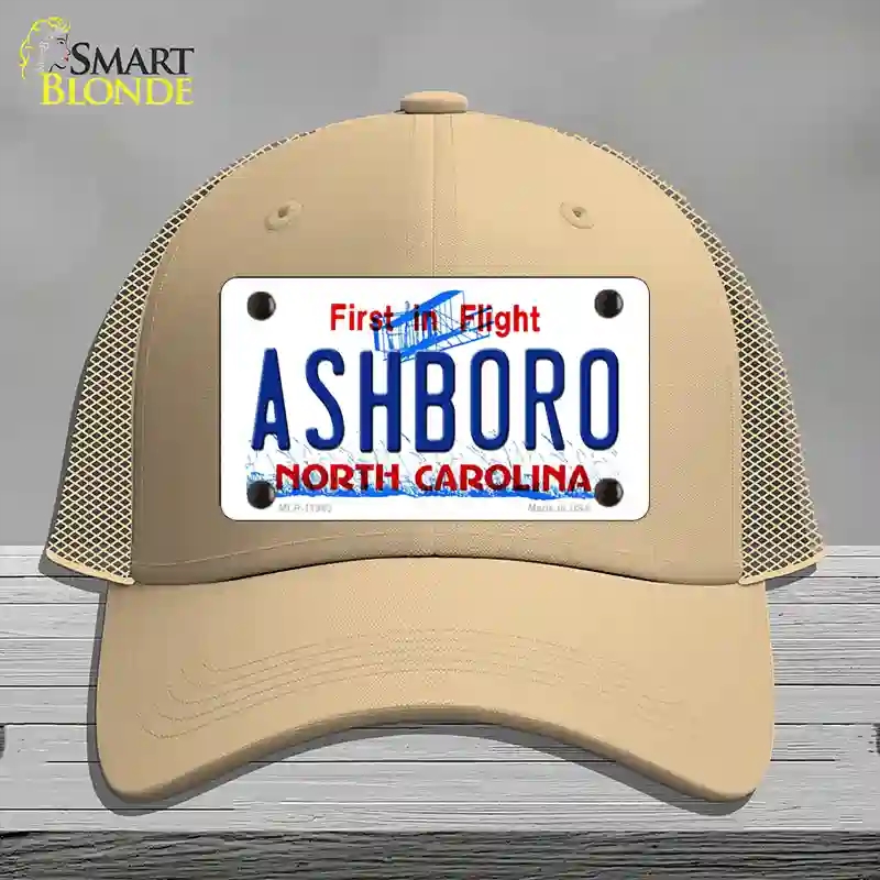 HAT15-MLP-11843 Ashboro North Carolina Novelty License Plate Hat, Mesh - Khaki
