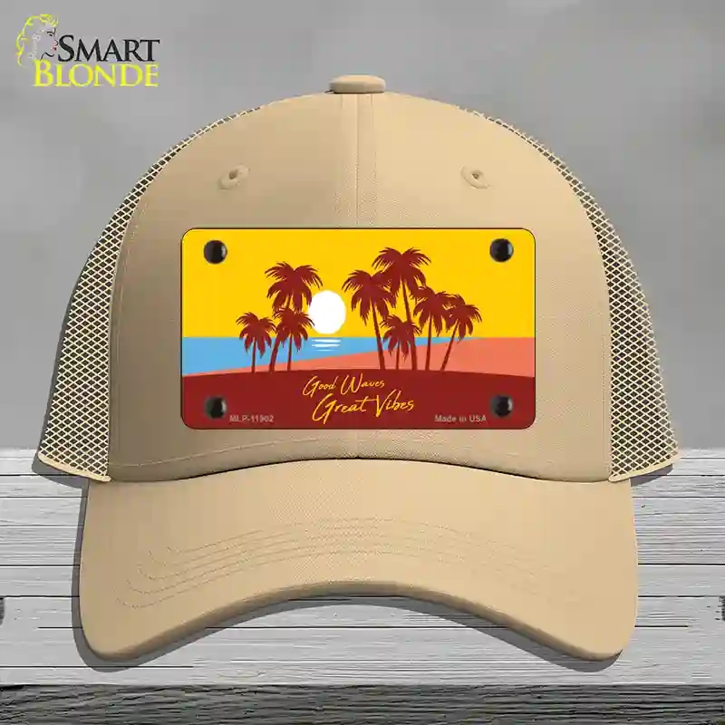 HAT15-MLP-11902 Good Waves Great Novelty License Plate Hat, Mesh - Khaki