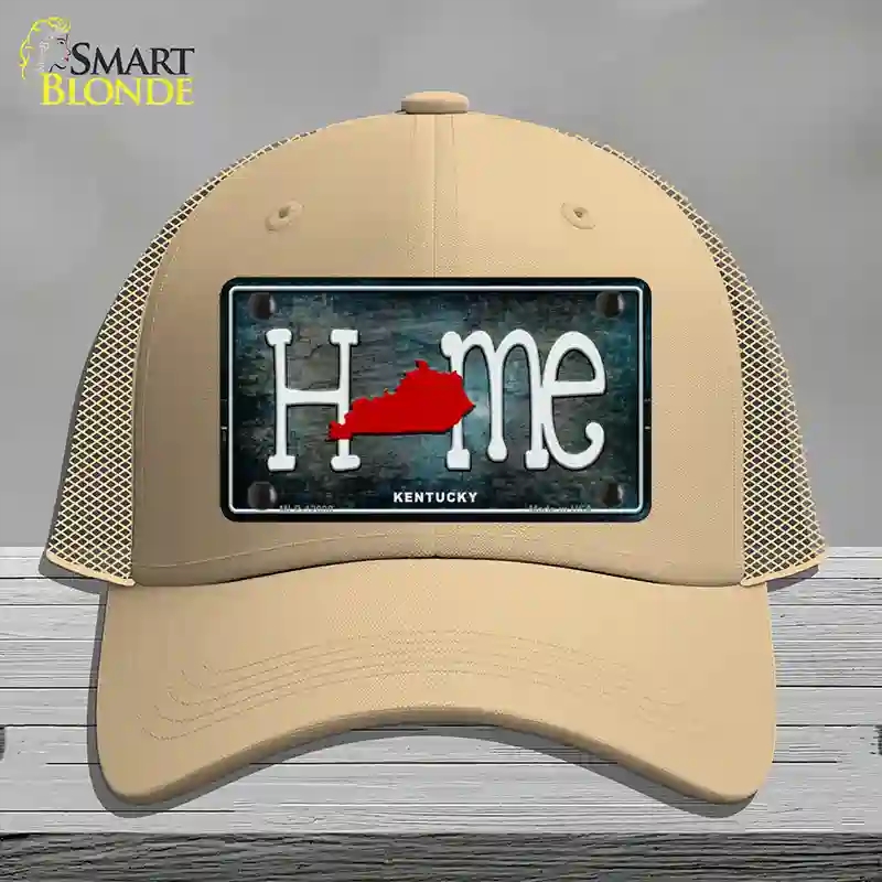 HAT15-MLP-12008 Kentucky Home State Outline Novelty License Plate Hat, Mesh - Khaki