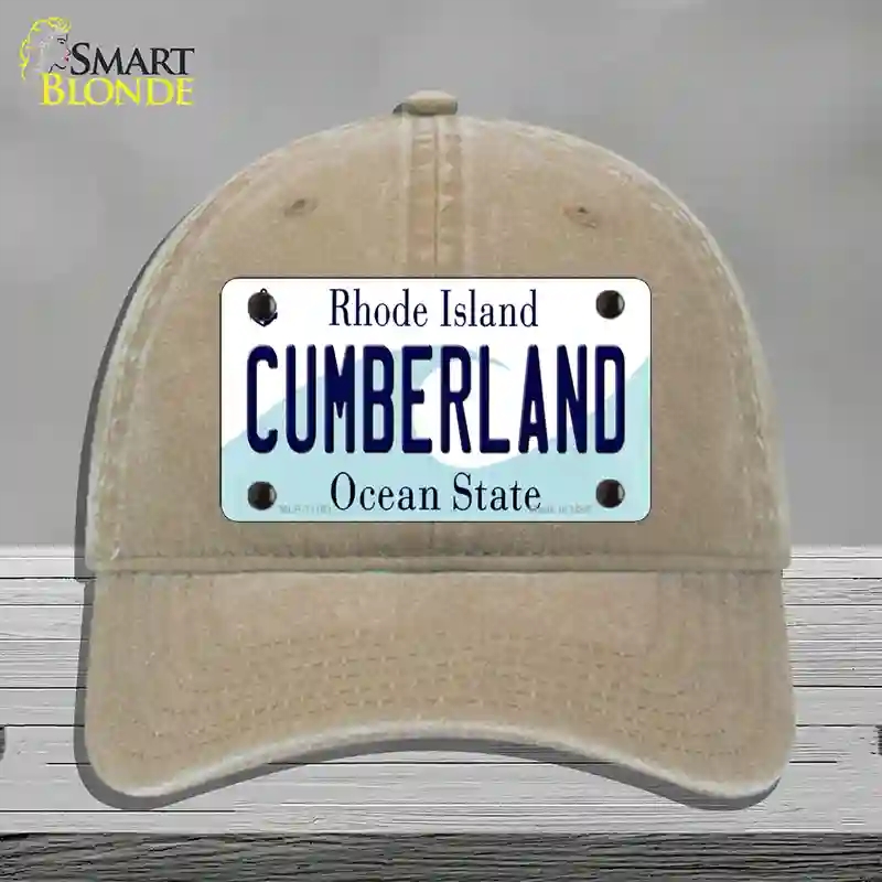 HAT09-MLP-11191 Cumberland Rhode Island State Novelty License Plate Hat, Unconstructed Cotton - Khaki