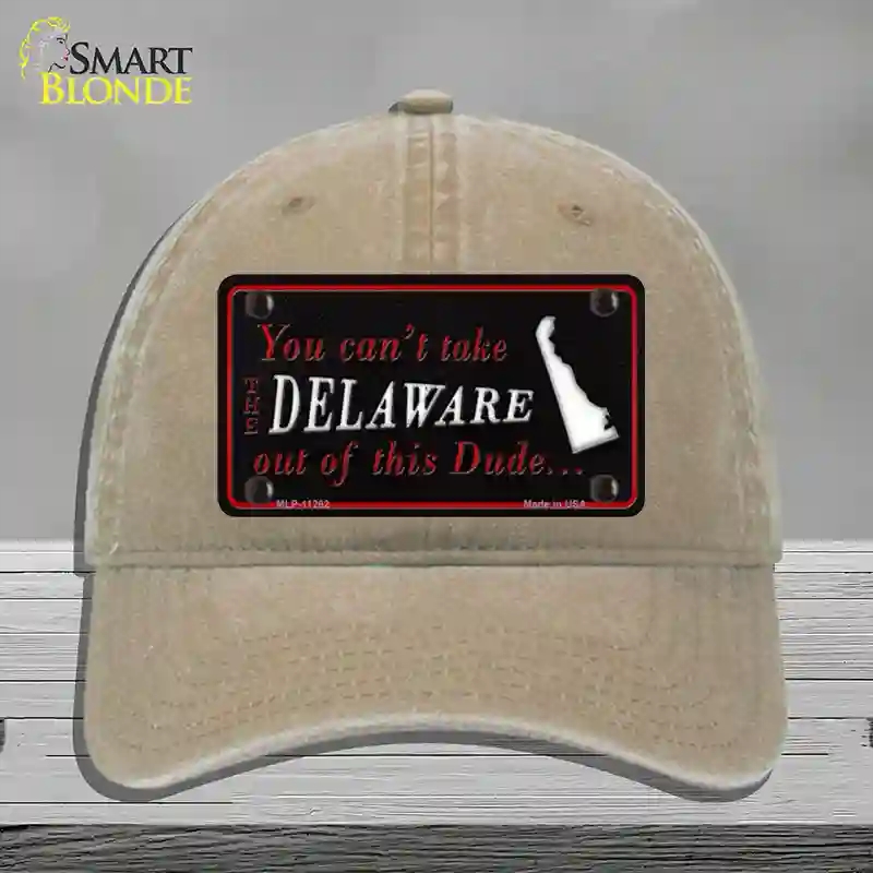 HAT09-MLP-11262 Delaware Dude Novelty License Plate Hat, Unconstructed Cotton - Khaki