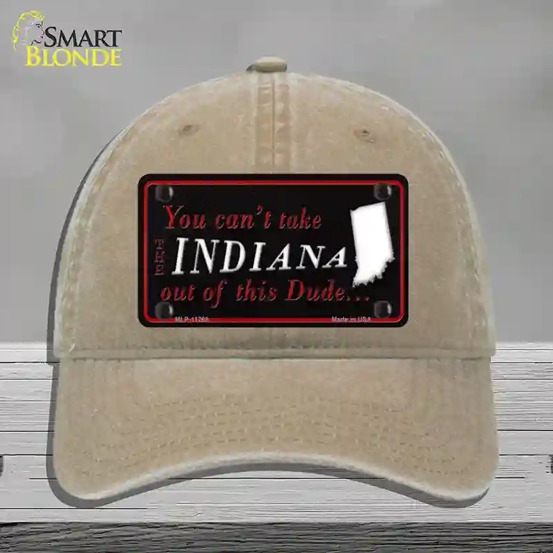HAT09-MLP-11268 Indiana Dude Novelty License Plate Hat, Unconstructed Cotton - Khaki