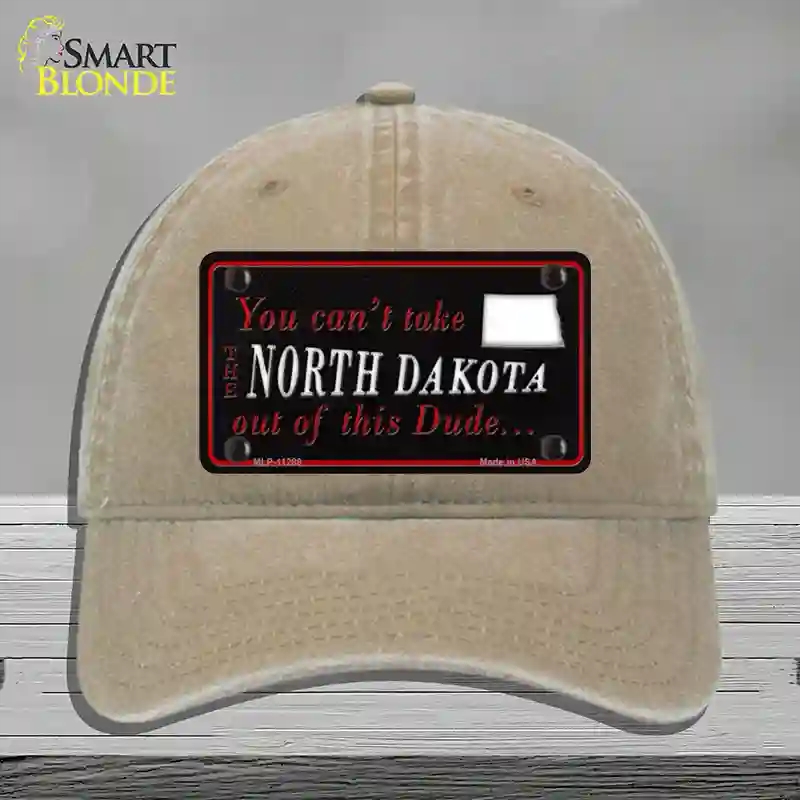 HAT09-MLP-11288 North Dakota Dude Novelty License Plate Hat, Unconstructed Cotton - Khaki