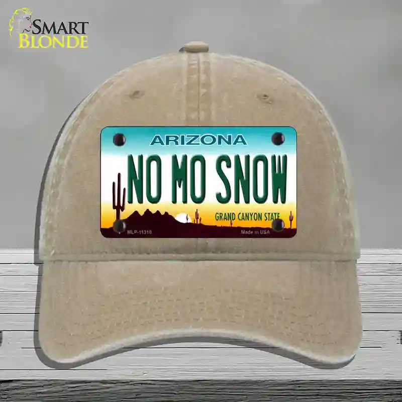 HAT09-MLP-11310 No Mo Snow Novelty License Plate Hat, Unconstructed Cotton - Khaki