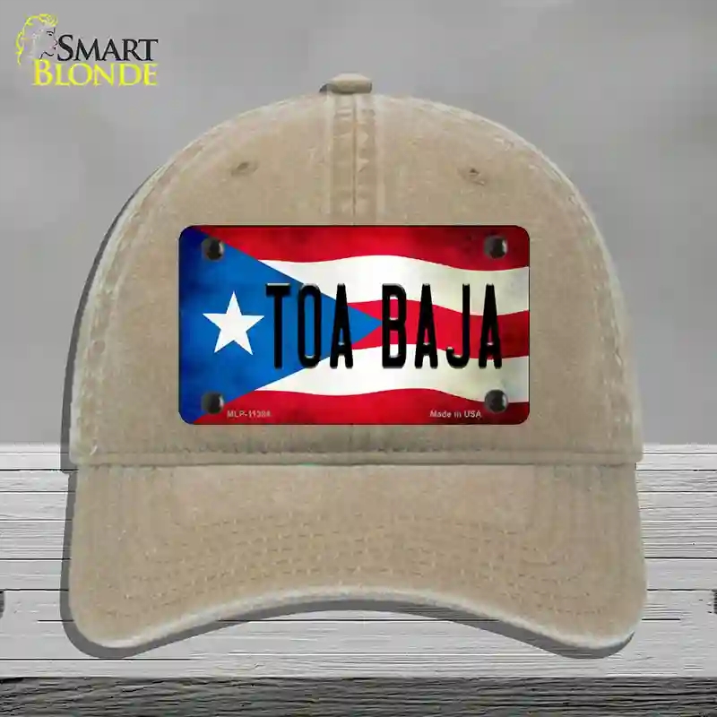 HAT09-MLP-11384 Toa Baja Puerto Rico Flag Novelty License Plate Hat, Unconstructed Cotton - Khaki