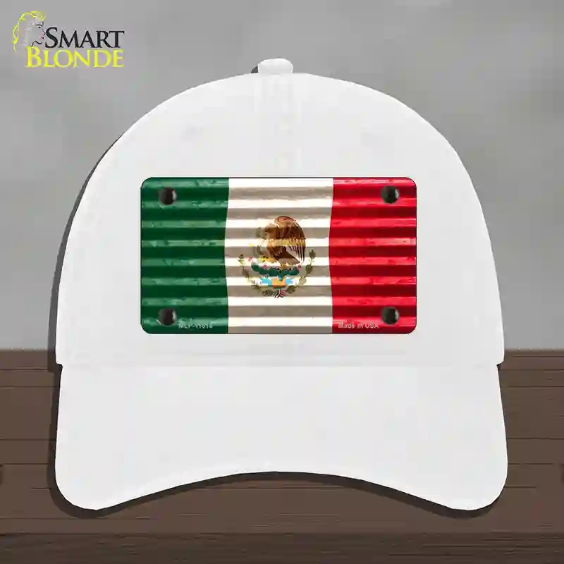 HAT14-MLP-11816 Mexico Flag Novelty License Plate Hat, Unconstructed Cotton - White