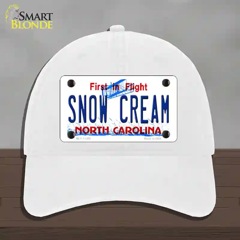 HAT14-MLP-11859 Snow Cream North Carolina Novelty License Plate Hat, Unconstructed Cotton - White