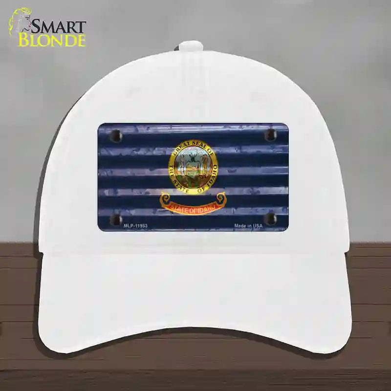 HAT14-MLP-11953 Idaho Corrugated Flag Novelty License Plate Hat, Unconstructed Cotton - White