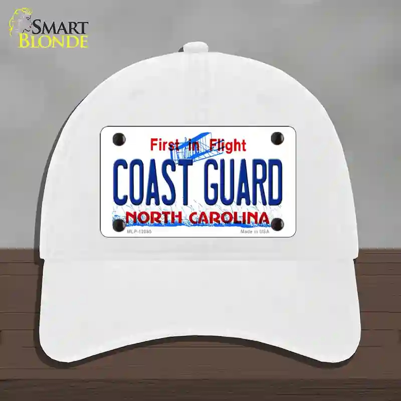 HAT14-MLP-12095 Coast Guard North Carolina State Novelty License Plate Hat, Unconstructed Cotton - White