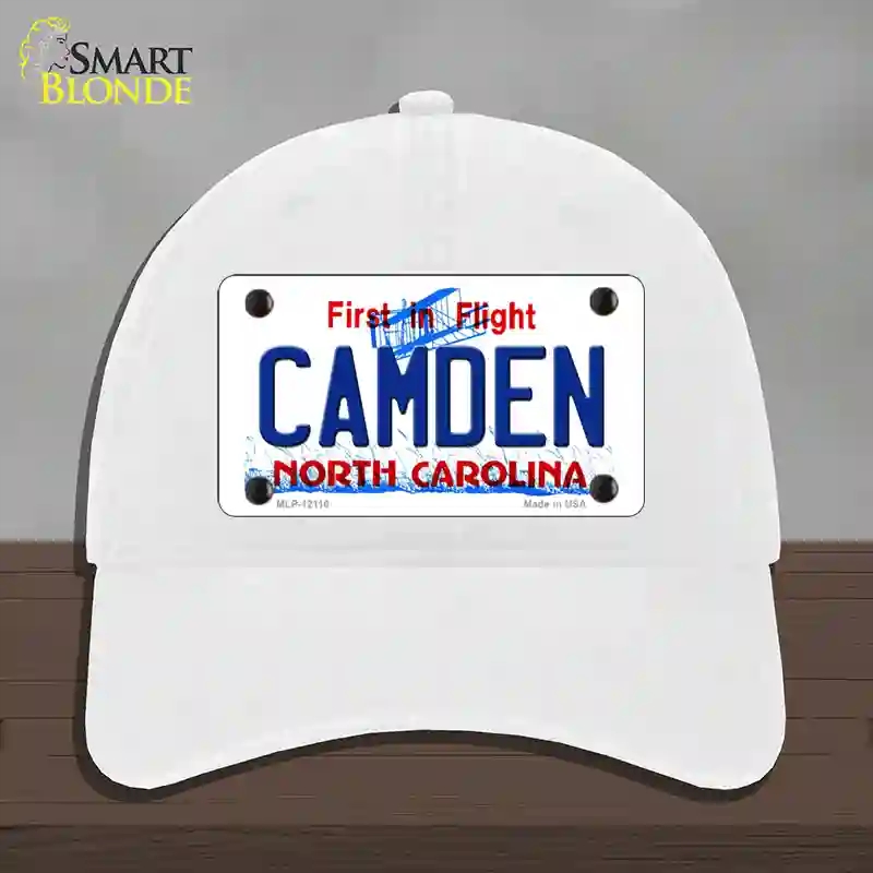 HAT14-MLP-12116 Camden North Carolina State Novelty License Plate Hat, Unconstructed Cotton - White