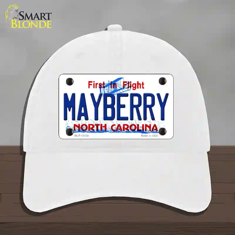 HAT14-MLP-12128 Mayberry North Carolina State Novelty License Plate Hat, Unconstructed Cotton - White