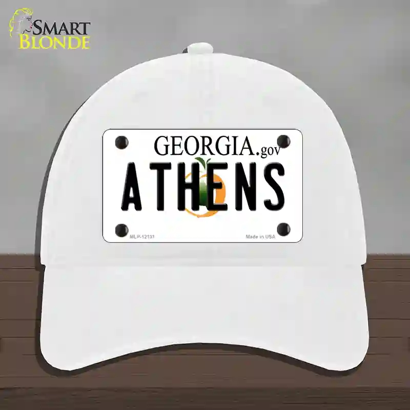 HAT14-MLP-12131 Athens Georgia State Novelty License Plate Hat, Unconstructed Cotton - White