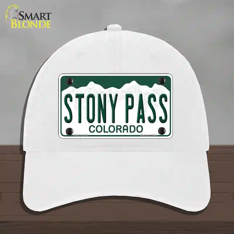 HAT14-MLP-12152 Stony Pass Colorado Novelty License Plate Hat, Unconstructed Cotton - White
