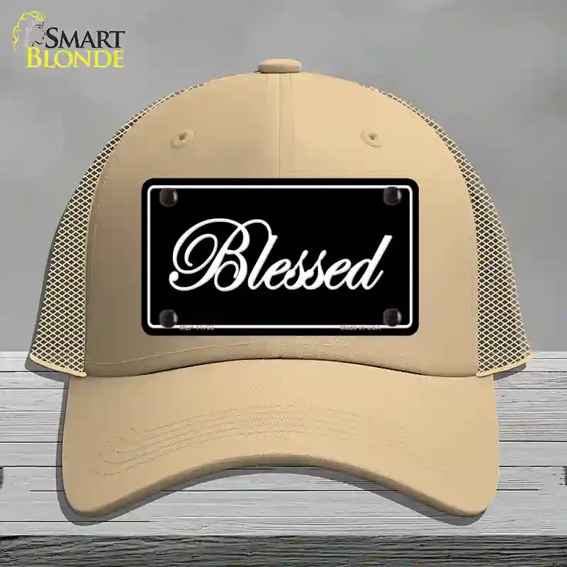 HAT15-MLP-11703 Blessed Black Novelty License Plate Hat, Mesh - Khaki