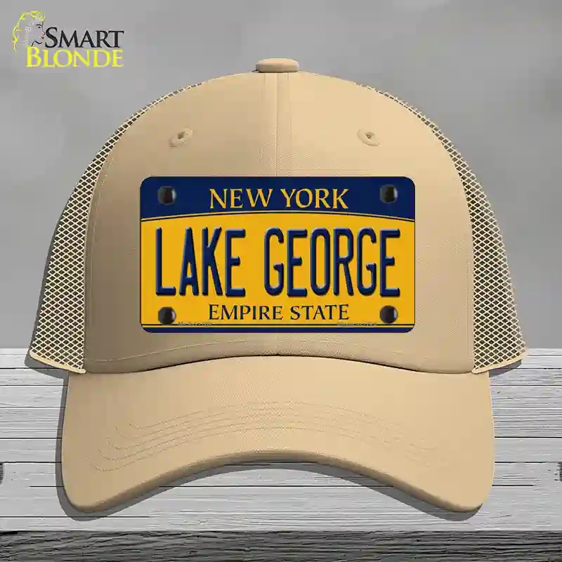 HAT15-MLP-11708 Lake George   York Novelty License Plate Hat, Mesh - Khaki