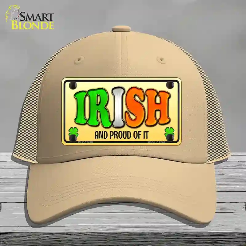 HAT15-MLP-11740 Irish & Proud Novelty License Plate Hat, Mesh - Khaki