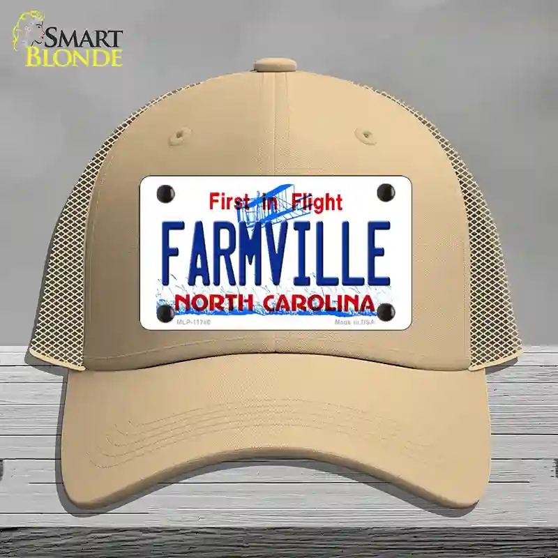 HAT15MLP11746 Farmville North Carolina State Novelty License Plate Hat44 Mesh  Khaki