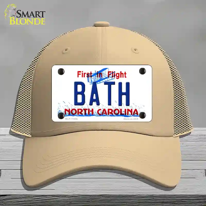 HAT15-MLP-11856 Bath North Carolina Novelty License Plate Hat, Mesh - Khaki