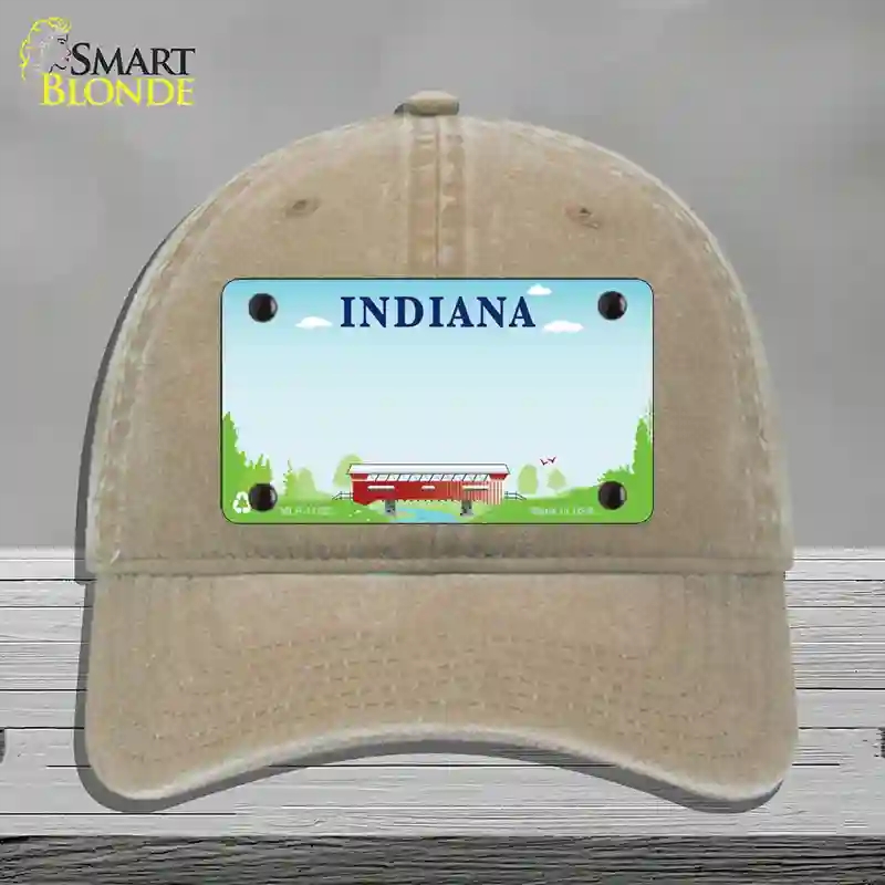 HAT09-MLP-11522 Indiana Recycle State Blank Novelty License Plate Hat, Unconstructed Cotton - Khaki