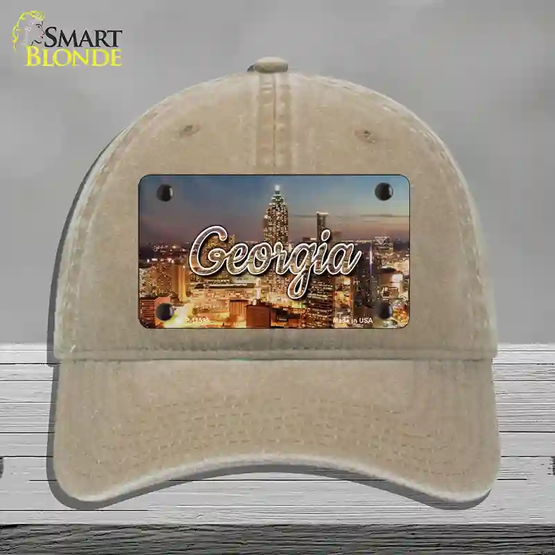 HAT09-MLP-11593 Georgia City Lights State Novelty License Plate Hat, Unconstructed Cotton - Khaki