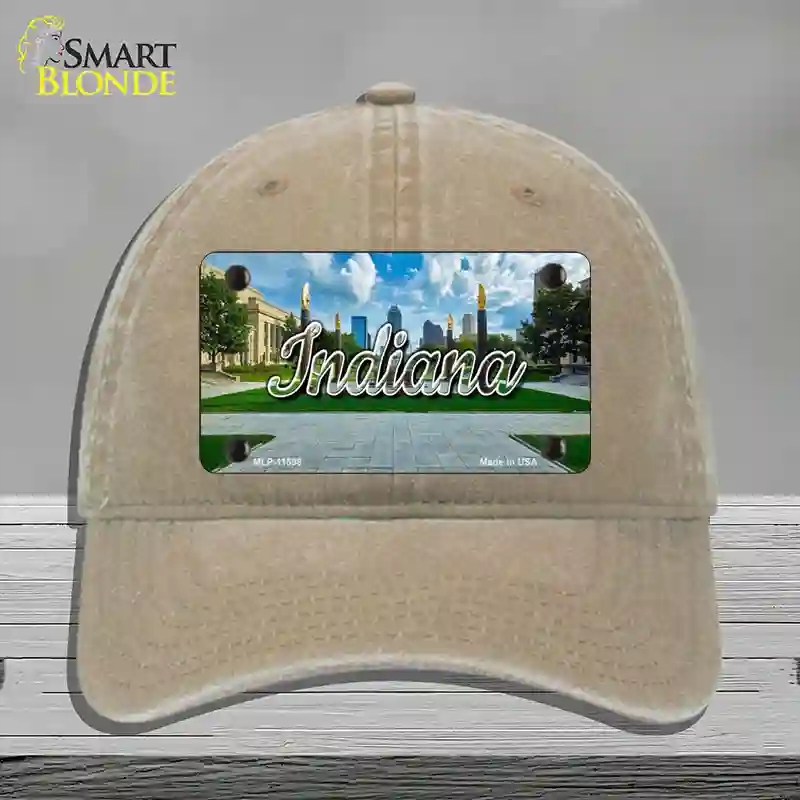 HAT09-MLP-11598 Indiana Sunny Park State Novelty License Plate Hat, Unconstructed Cotton - Khaki