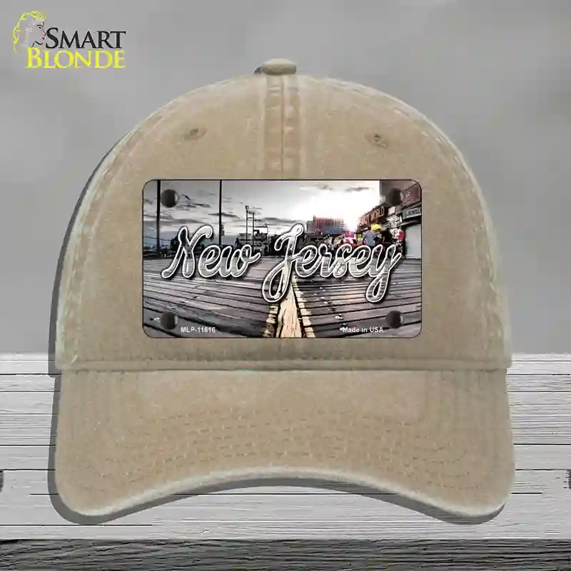 HAT09-MLP-11616   Jersey Boardwalk State Novelty License Plate Hat, Unconstructed Cotton - Khaki