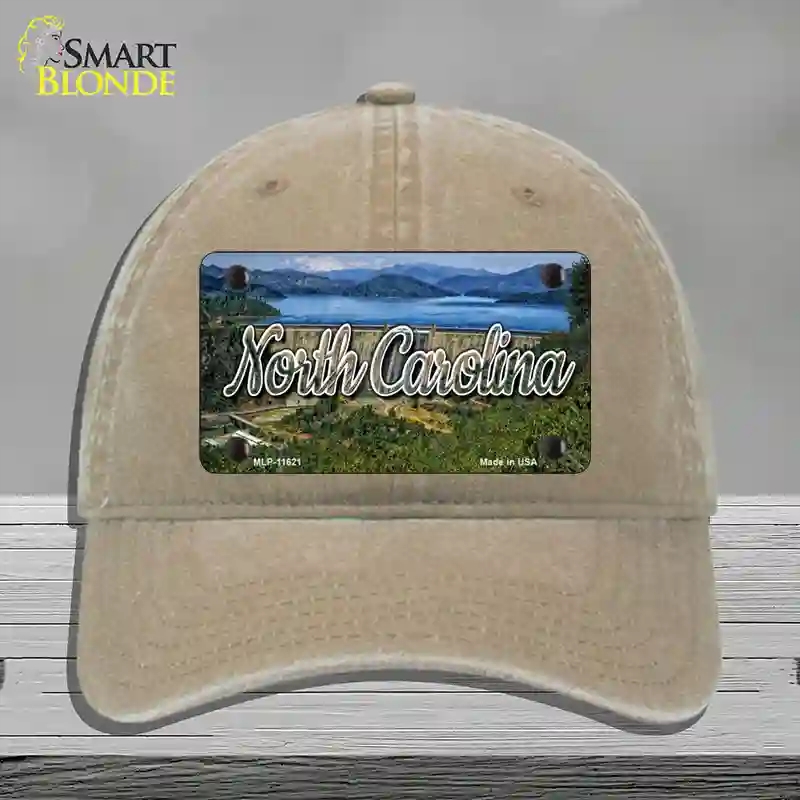 HAT09-MLP-11621 North Carolina Dam State Novelty License Plate Hat, Unconstructed Cotton - Khaki