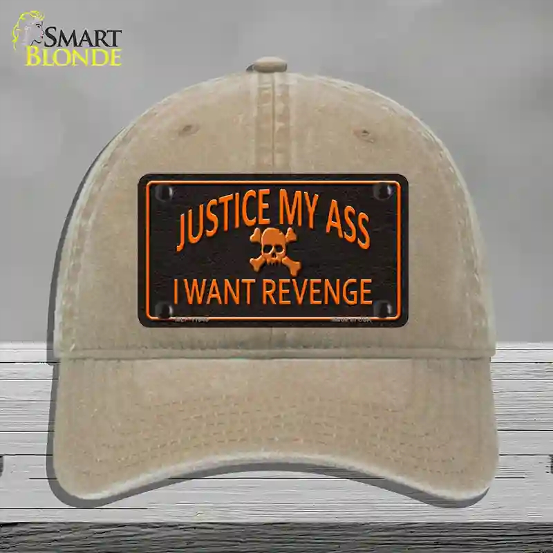 HAT09-MLP-11646 Justice My Ass Novelty License Plate Hat, Unconstructed Cotton - Khaki