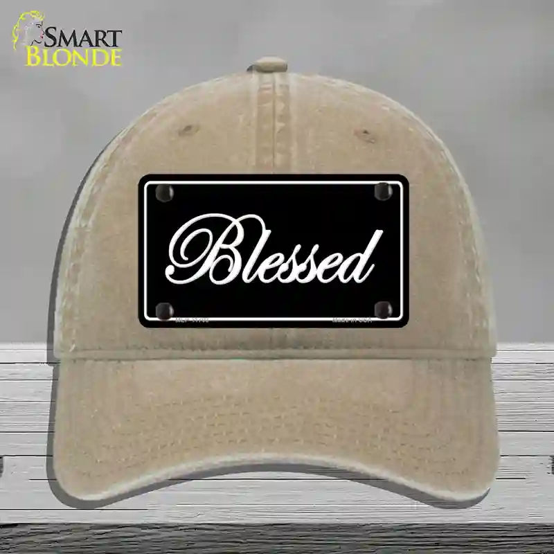 HAT09-MLP-11703 Blessed Black Novelty License Plate Hat, Unconstructed Cotton - Khaki