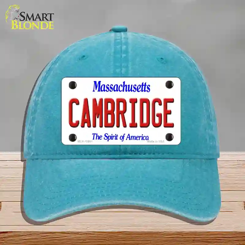 HAT10-MLP-10991 Cambridge Massachusetts Novelty License Plate Hat, Unconstructed Cotton - Lake Blue