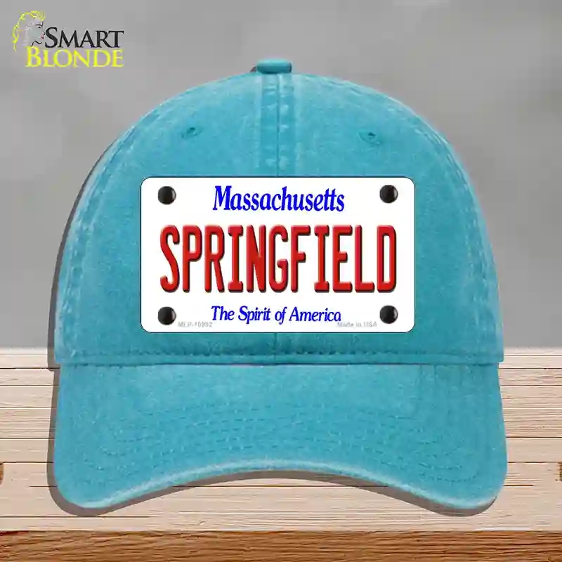 HAT10-MLP-10992 Springfield Massachusetts Novelty License Plate Hat, Unconstructed Cotton - Lake Blue