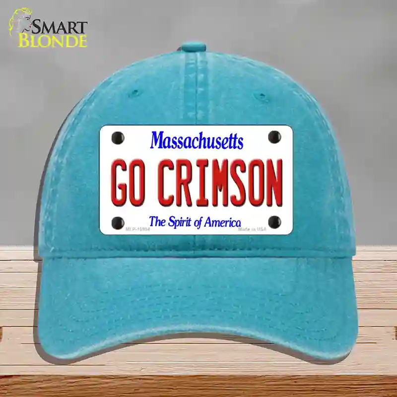 HAT10-MLP-10994 Go Crimson Massachusetts Novelty License Plate Hat, Unconstructed Cotton - Lake Blue