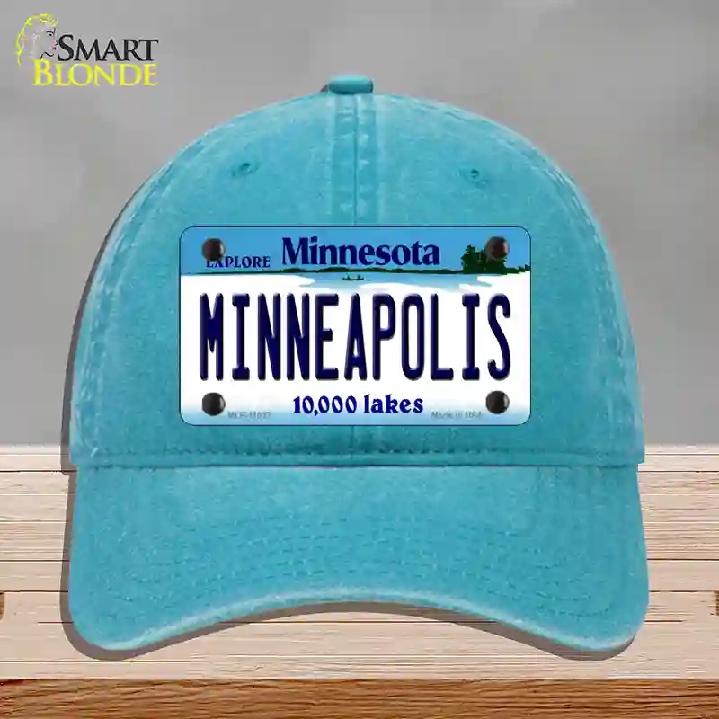 HAT10-MLP-11037 Minneapolis Minnesota State Novelty License Plate Hat, Unconstructed Cotton - Lake Blue