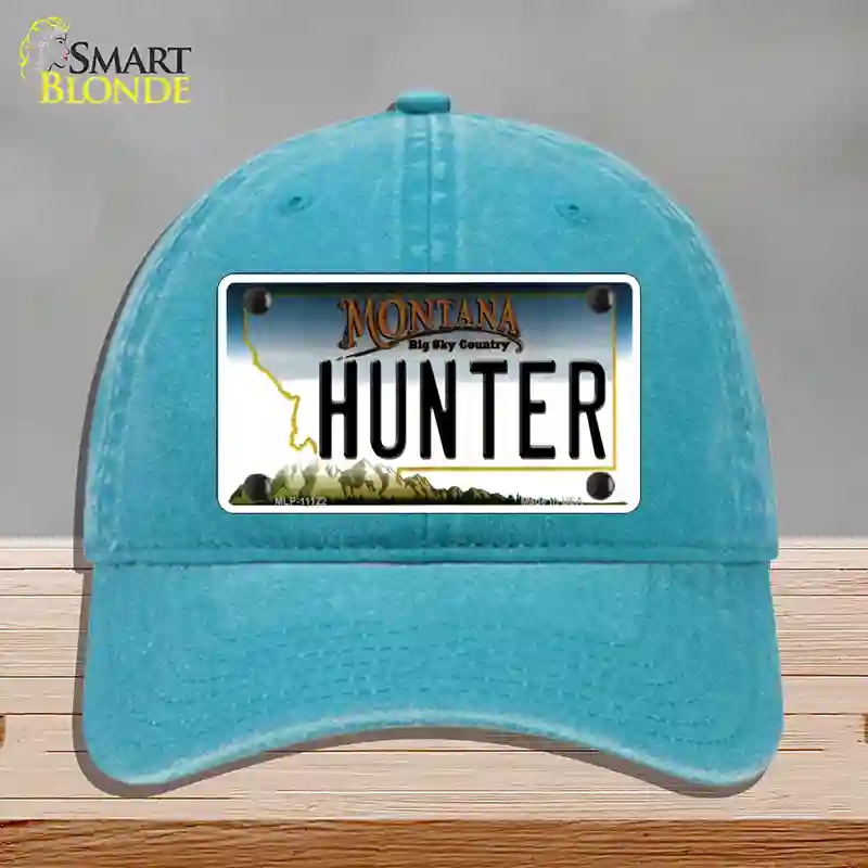 HAT10-MLP-11122 Hunter Montana State Novelty License Plate Hat, Unconstructed Cotton - Lake Blue